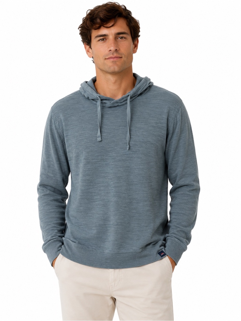 Faherty Sunwashed Organic Cotton Hoodie Washed Blue Large